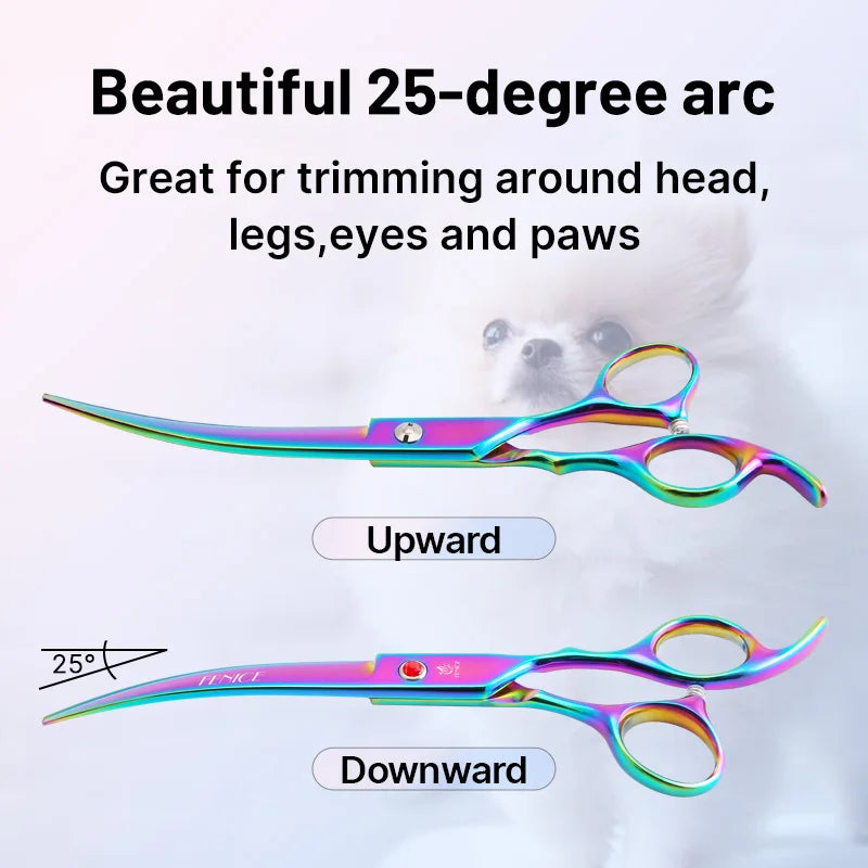 Fenice Classical Model homeuse 9cr steel 6.5/7.0 Inch rainbow&black dog grooming scissors Shears set for household pet owner