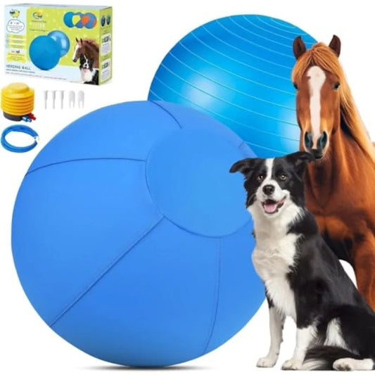 Herding Ball for Dogs 25 Medium Herding Ball with AntiBurst Cover and Pump Outdoor Dog Exercise Toy for Australian Shepherd Ger
