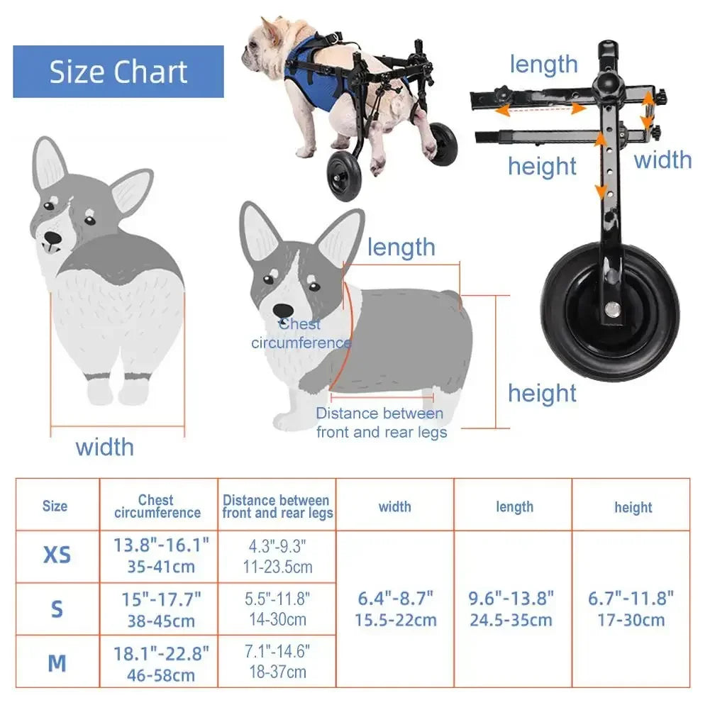 Dog Wheelchair Cart Adjustable Pet Cat Rehabilitation Walking Wheels Aids Mobility Assistance Light Dog Walk Tools