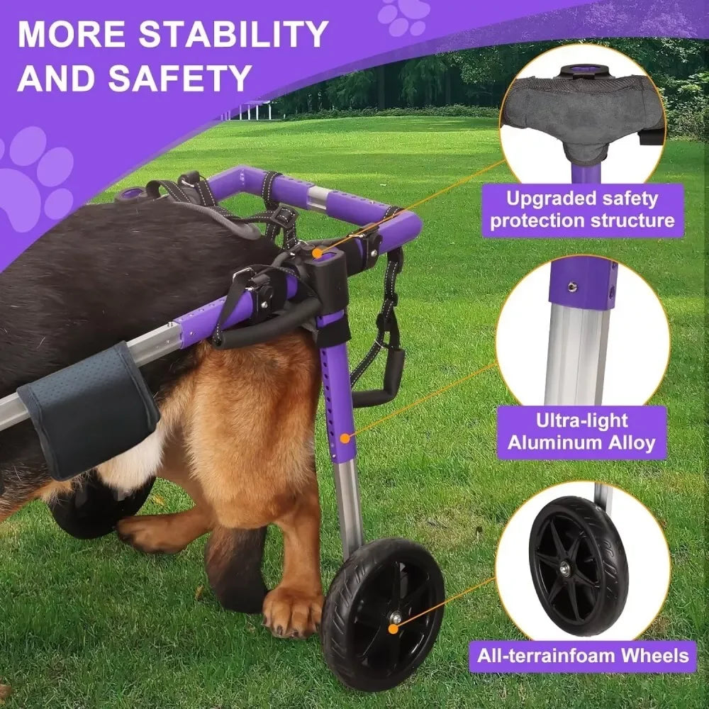 Dog Wheelchair for Back Legs - Lightweight Aluminum Alloy Dog Wheelchair Upgraded All-Terrain Tires for Large Dogs