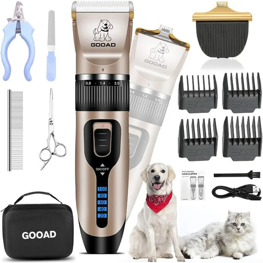 Dog Clippers for GroomingDog Grooming Kit for Heavy Thick HairCoats Low Noise Rechargeable Cordless Hair Trimmer Pet Shaver wit