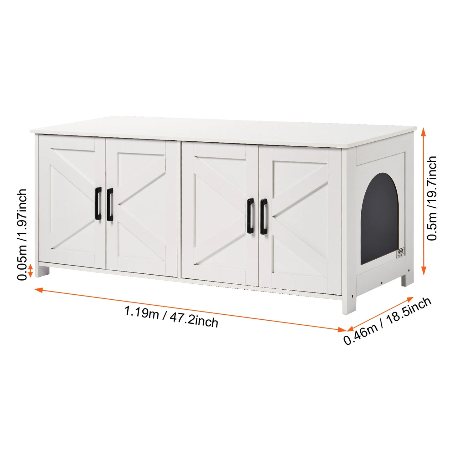 SucceBuy Cat Litter Box Enclosure for 2 Cats Litter Box Furniture Hidden Wooden Cat Box Cabinet Fit Most of Litter Box White