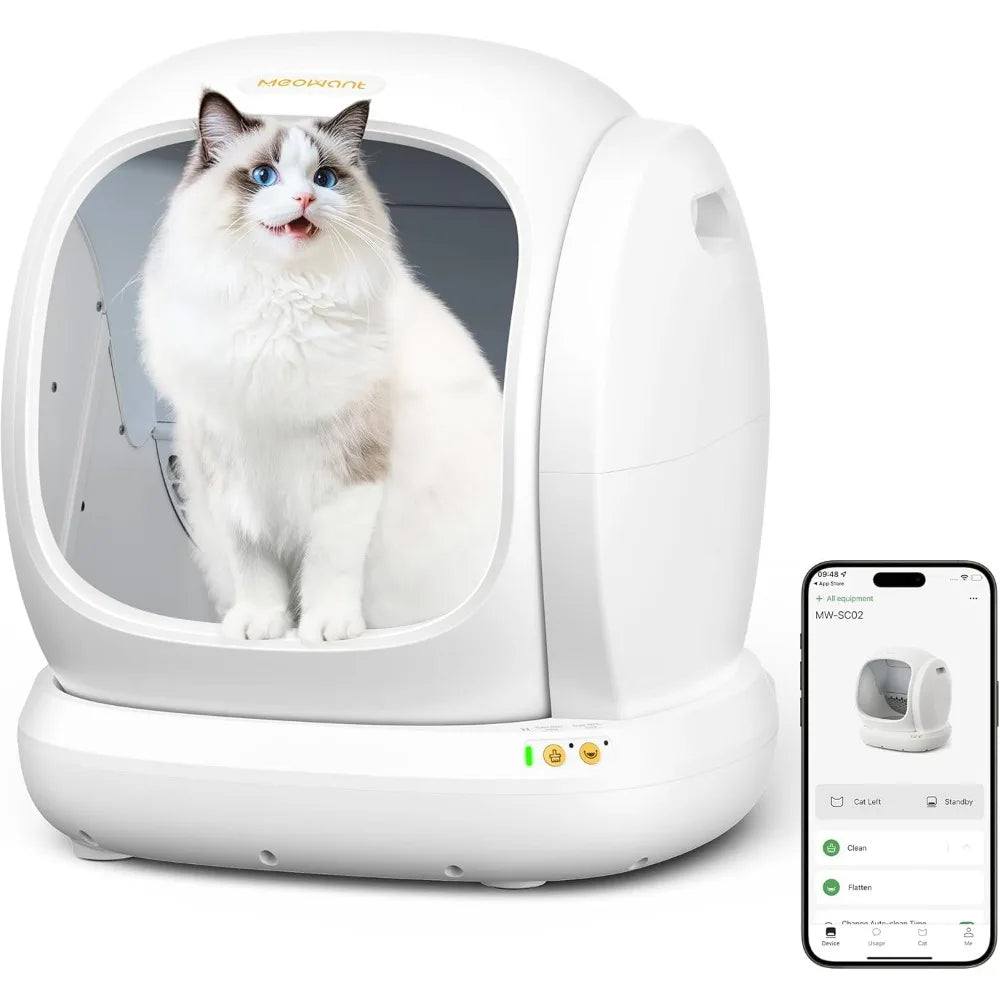Self Cleaning Cat Litter Box, Open-Top Automatic Cat Litter Box with Safety Protection, App Control, Odor-Free, 75L Larg