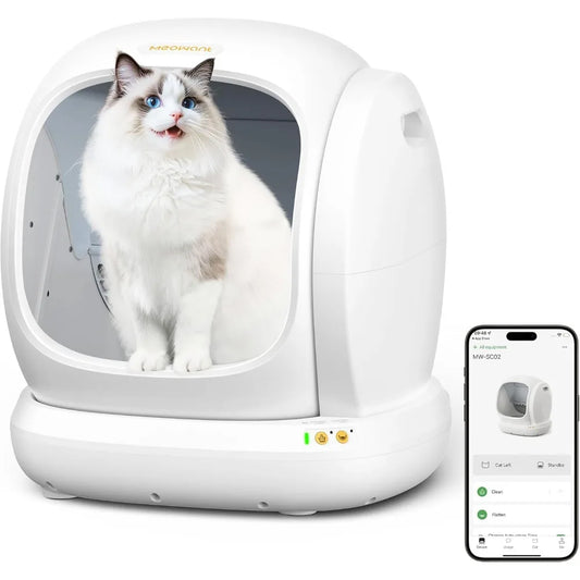 Self Cleaning Cat Litter Box, Open-Top Automatic Cat Litter Box with Safety Protection, App Control, Odor-Free, 75L Larg