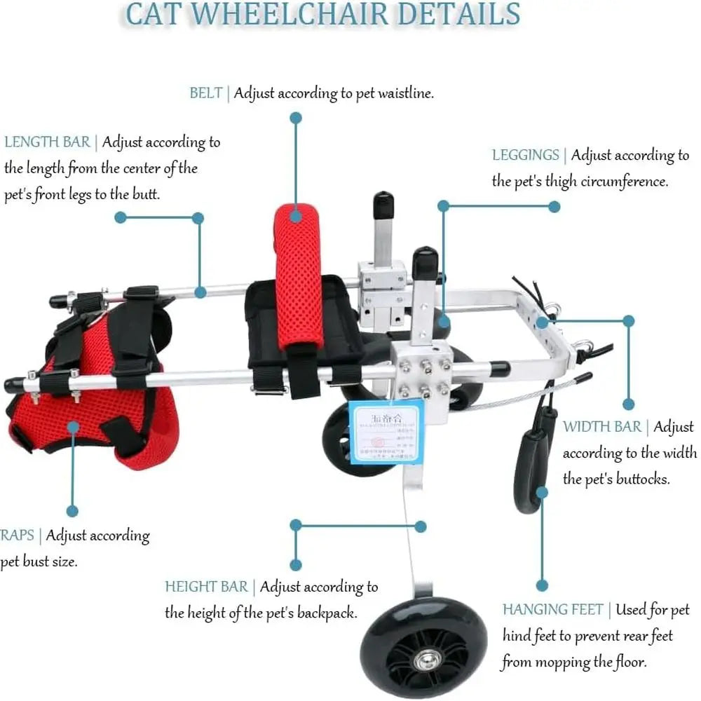 Cat Wheelchair, Newly Upgraded Pet Wheelchair, Removable Harness Design, Lightweight Cat Wheelchair for Back Legs of Doggie, Cat