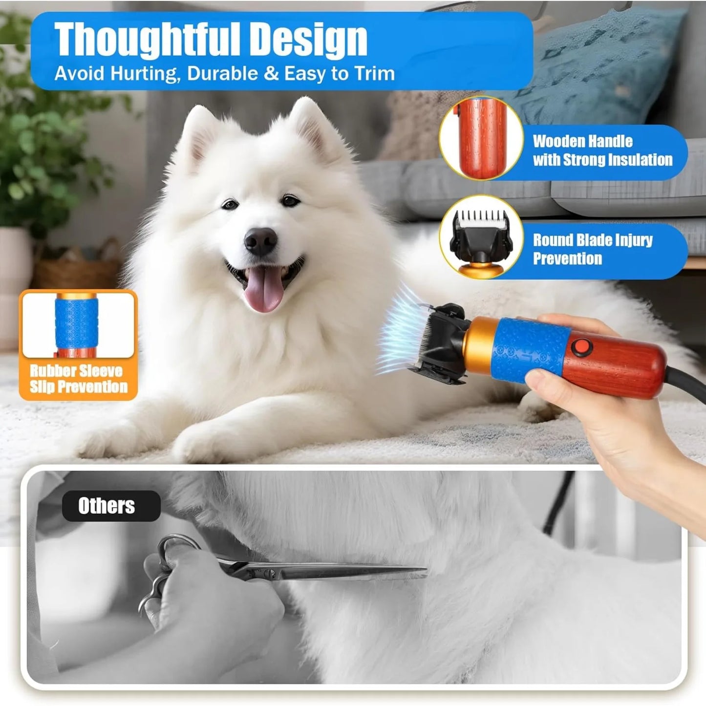 200W Electric Pet Clippers,Pet Dog Grooming Clippers Kit Low Noise Pet Hair Trimmer for Grooming Hair Clipper for Dogs Cats Pets