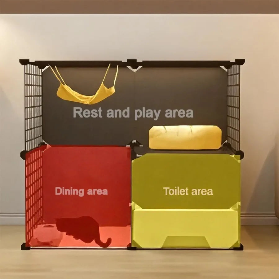 Cat Cage Enclosure with Litter Box, Cat Playpen Detachable Metal, Cat Cage Indoor and Outdoor, Ferret Cage, Rabbit Cage