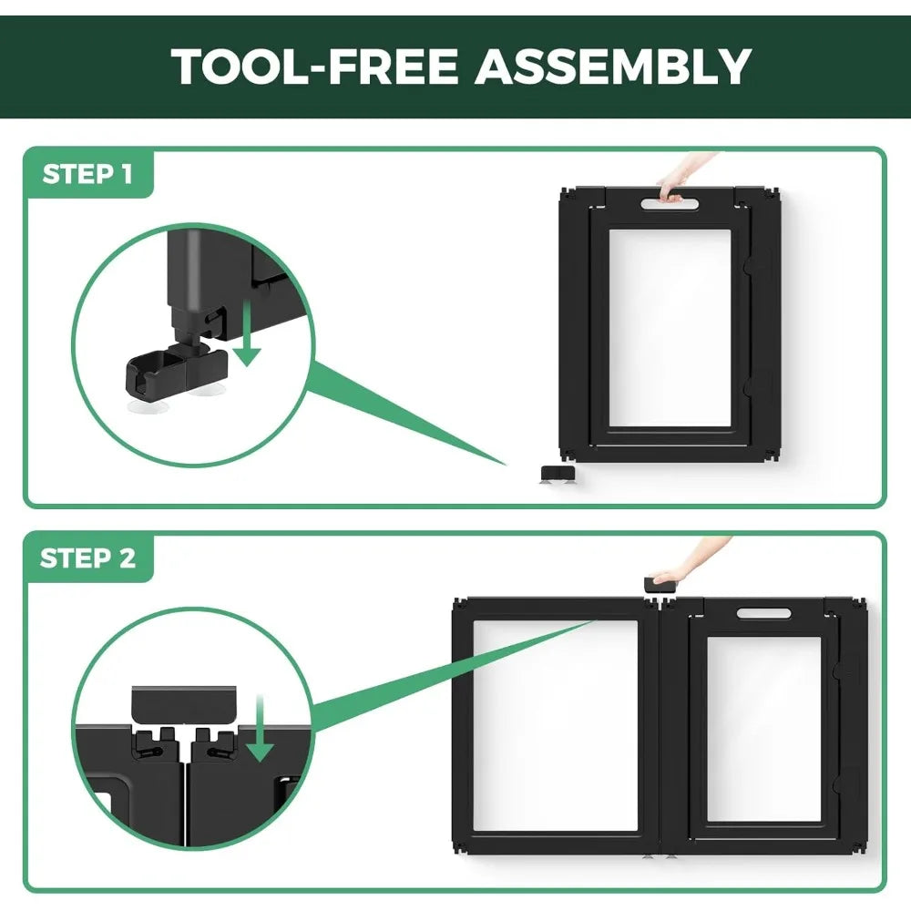 AuraSpace Acrylic Indoor Dog Playpen for Small and Medium Dogs, 30 Inch, 10 Panels, Black