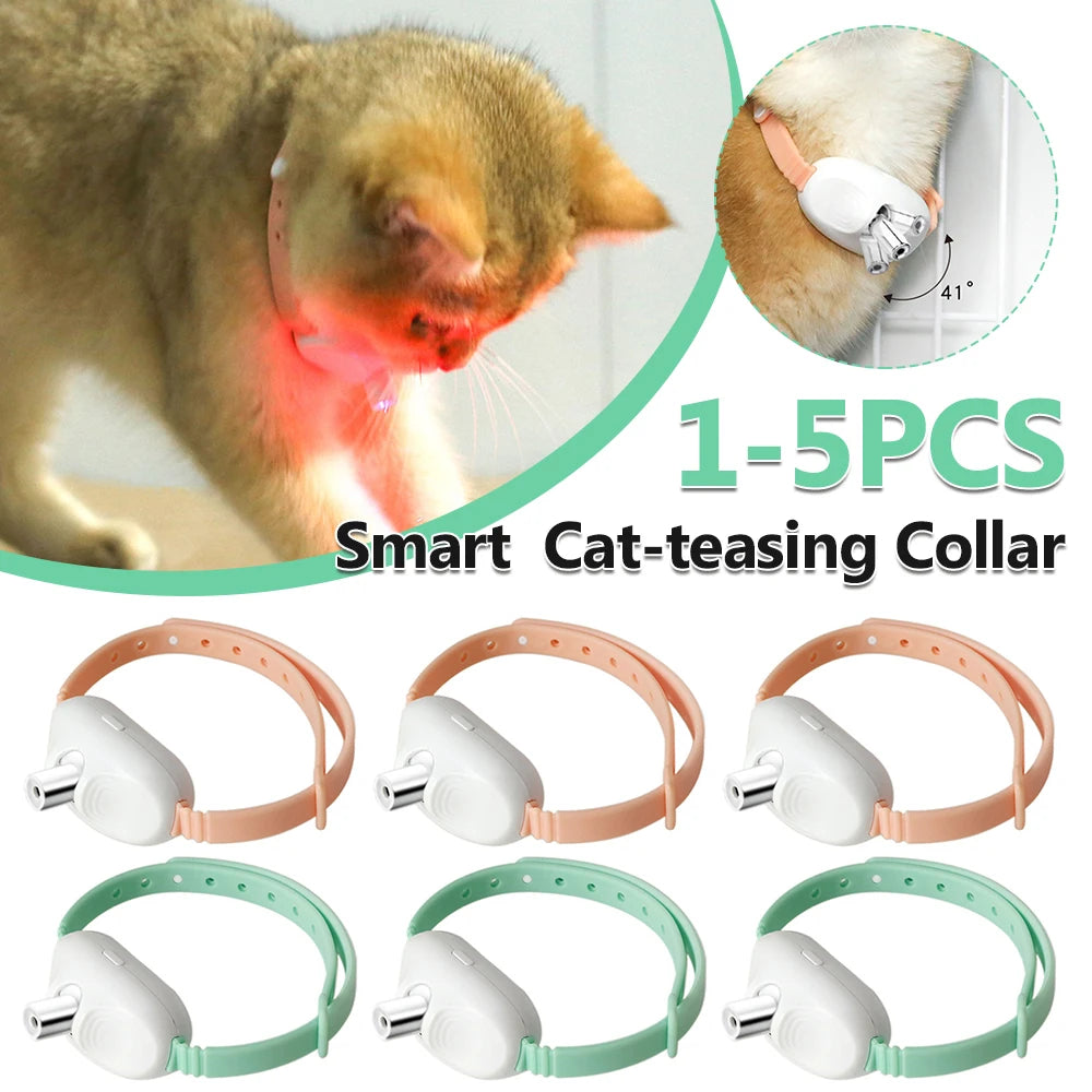 Electric Smart Amusing Kitten Collar USB Rechargeable Interactive Self Entertainment Cat Teasing Collar for Indoor Cats