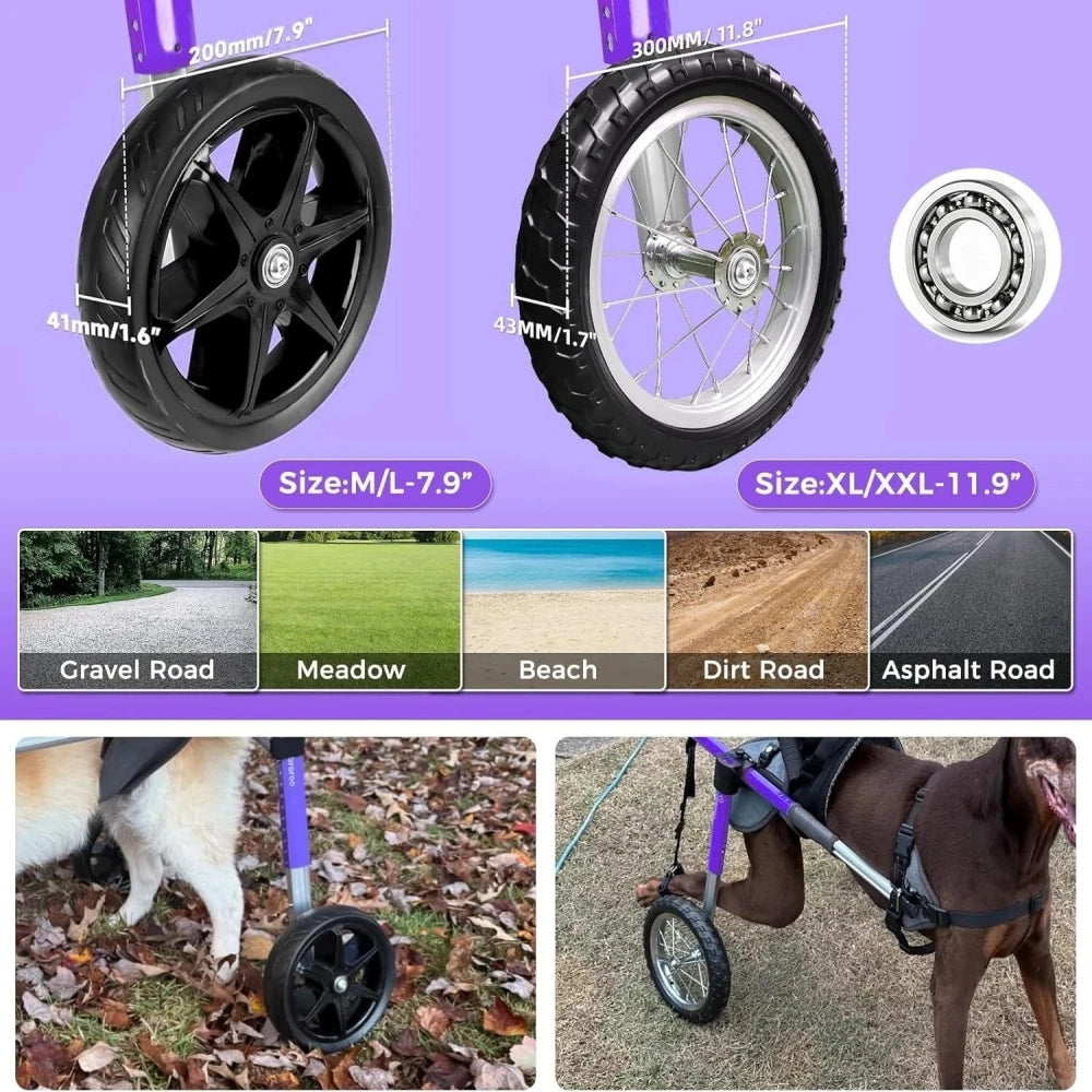 Dog Wheelchair for Back Legs - Lightweight Aluminum Alloy Dog Wheelchair Upgraded All-Terrain Tires for Large Dogs
