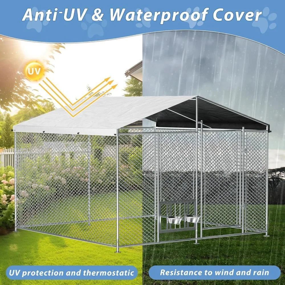 Very /Outside Dog Kennel With Roof Heavy Duty Outdoor Dog Kennel With 2 Rotating Bowls And Updated Secure Lock Large Dog Kennel