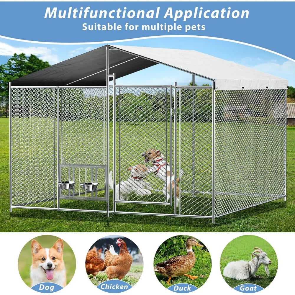 Very /Outside Dog Kennel With Roof Heavy Duty Outdoor Dog Kennel With 2 Rotating Bowls And Updated Secure Lock Large Dog Kennel