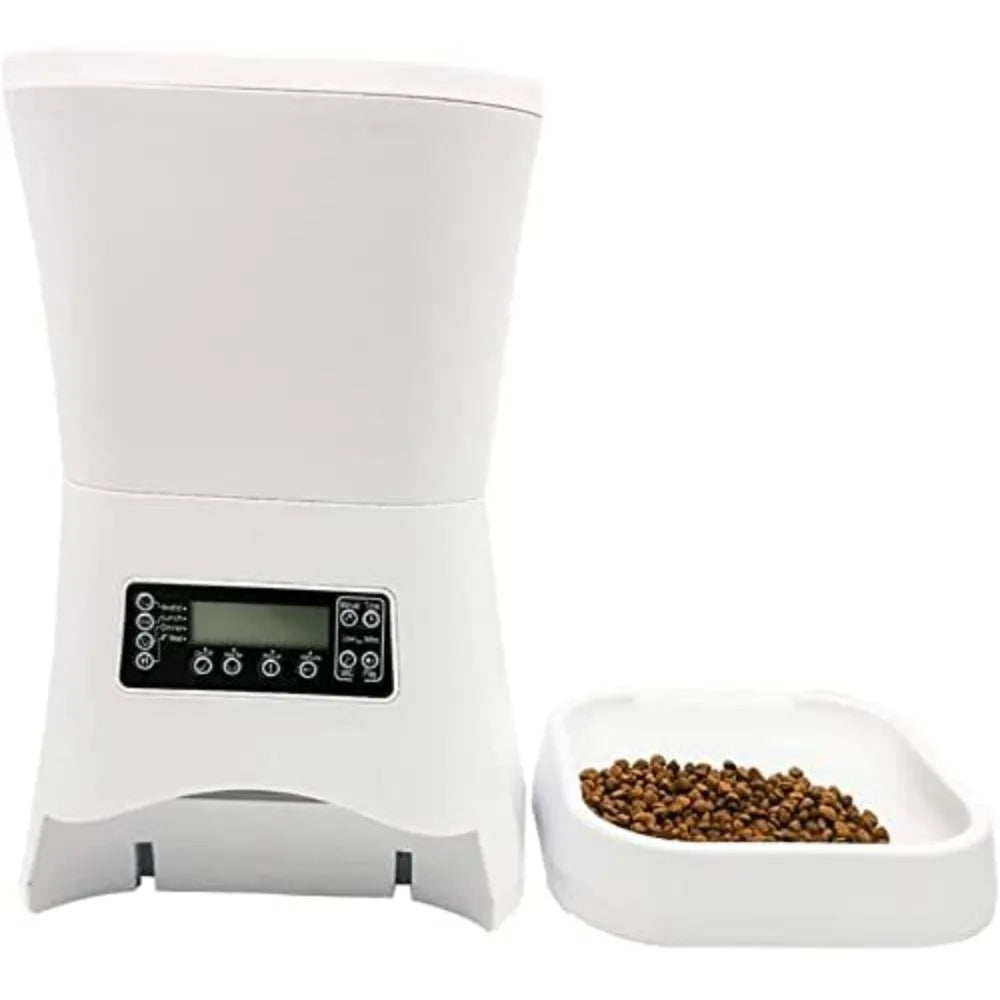 Automatic Cat Feeder, 7L Auto Pet Dry Food Dispenser with Clog-Free Design, Low Food LED Indication, 0-50 Portion Control