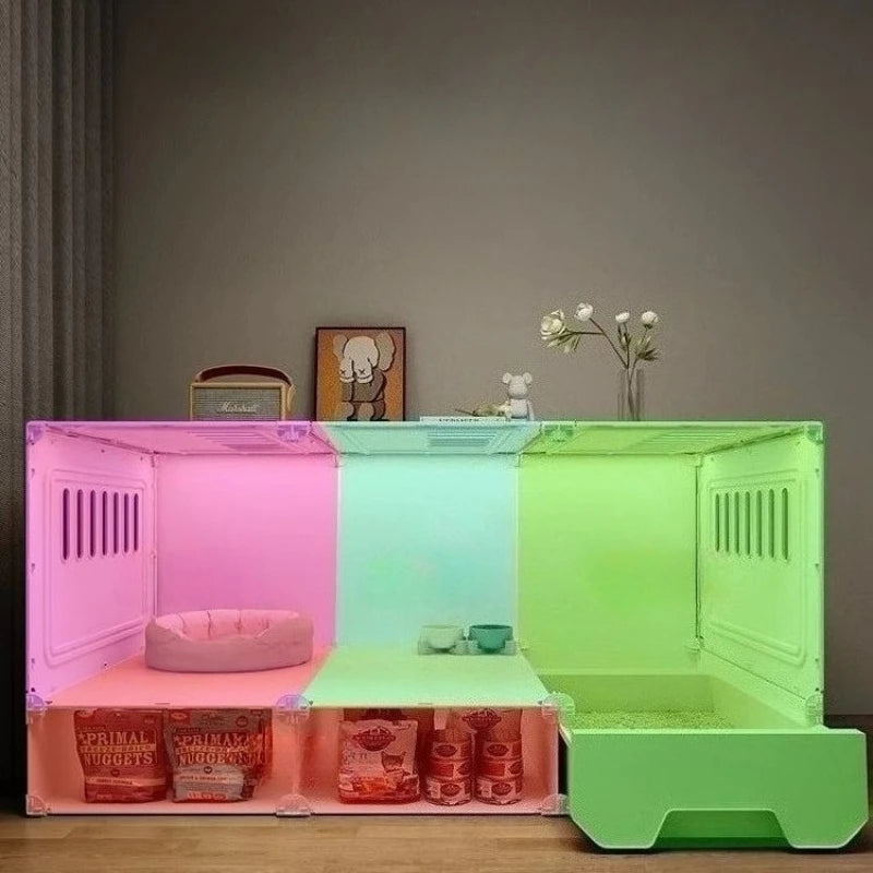 Large Cat House Transparent Drawer Cat Houses Habitats Partition Pet Cats Kitten Cage with Storage Room Kittens Enclosure Cages
