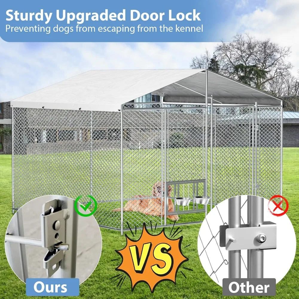 Very /Outside Dog Kennel With Roof Heavy Duty Outdoor Dog Kennel With 2 Rotating Bowls And Updated Secure Lock Large Dog Kennel
