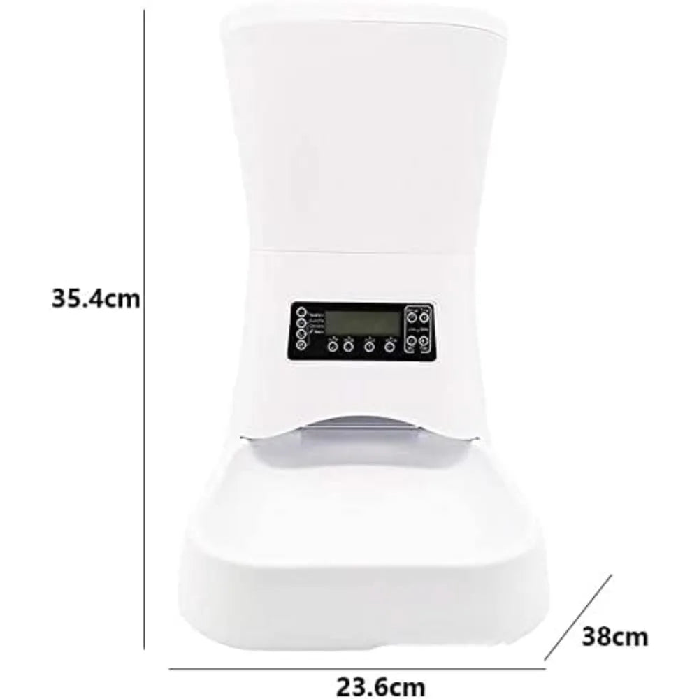 Automatic Cat Feeder, 7L Auto Pet Dry Food Dispenser with Clog-Free Design, Low Food LED Indication, 0-50 Portion Control