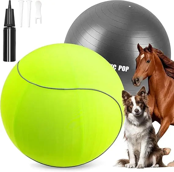 Herding Ball for Dogs & Horses - 20" with Cover Large Green Ball with Pump