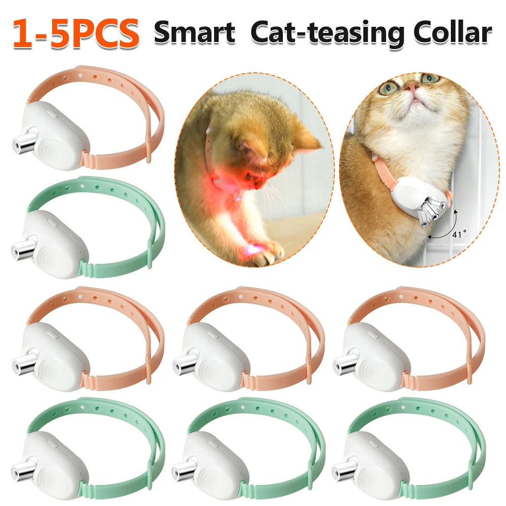 Electric Smart Amusing Kitten Collar USB Rechargeable Interactive Self Entertainment Cat Teasing Collar for Indoor Cats