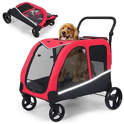 Stroller for Large Dogs, Extra Large Pet Stroller for Medium 2 Dogs, Dog Wagon, Dog Carriage, Foldable Design, Adjustable Handle