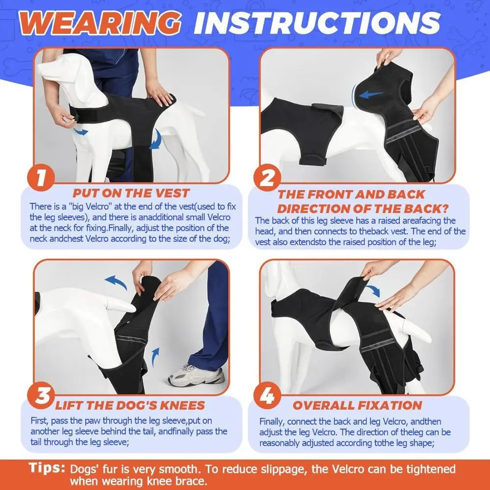 Adjustable Dog Knee Brace Breathable Durable Leg Support Bracket Joint Support Reflective Design Pet Knee Wound Protection