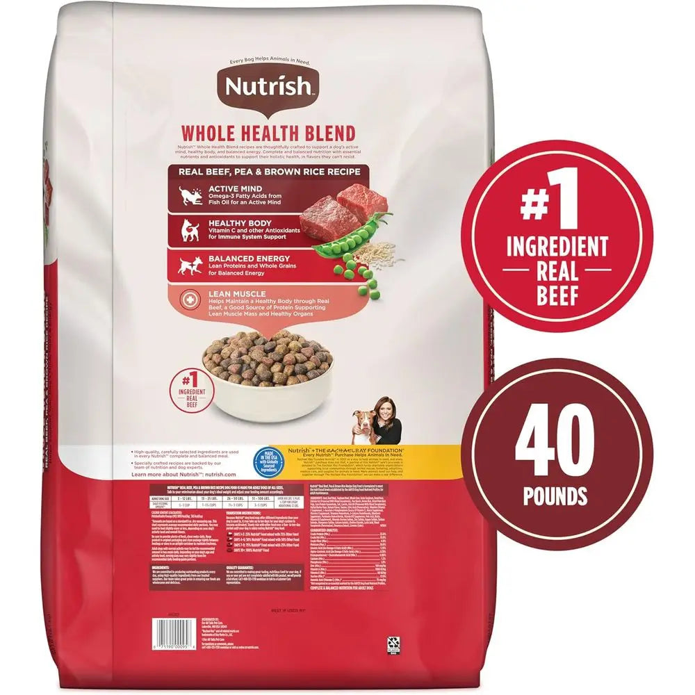 Dry Dog Food, Real Beef, Pea & Brown Rice Recipe Whole Health Blend for Adult Dogs, 40 lb. Bag, Packaging May Vary (Rachael Ray)
