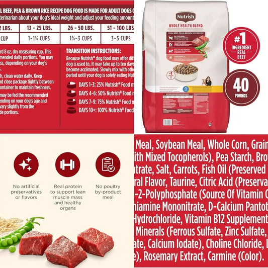 Dry Dog Food, Real Beef, Pea & Brown Rice Recipe Whole Health Blend for Adult Dogs, 40 lb. Bag, Packaging May Vary (Rachael Ray)