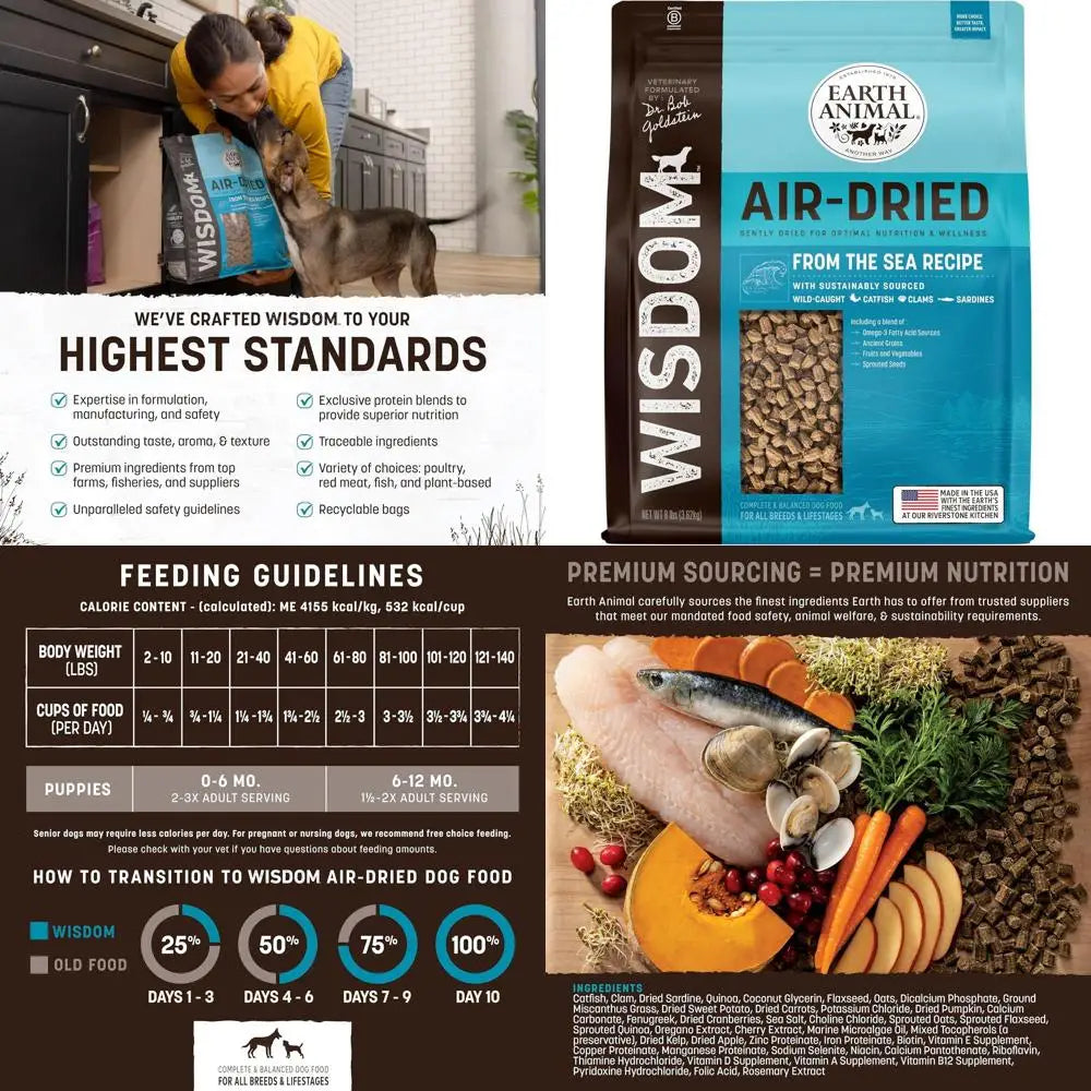 Wisdom Air Dried Dog Food - From the Sea Recipe Premium Natural Dry Dog Food for All Breeds & Ages - 8 Lbs Bag