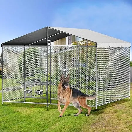 Very /Outside Dog Kennel With Roof Heavy Duty Outdoor Dog Kennel With 2 Rotating Bowls And Updated Secure Lock Large Dog Kennel