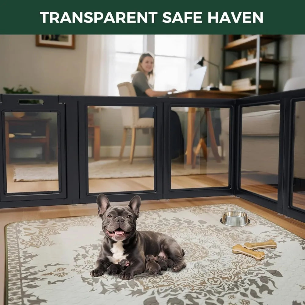 AuraSpace Acrylic Indoor Dog Playpen for Small and Medium Dogs, 30 Inch, 10 Panels, Black