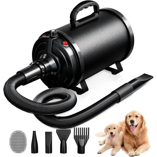 Highvelocity dog dryer pet hair blower for professional grooming with 3800W 5.2HP power stepless speed adjustment 4 interchange