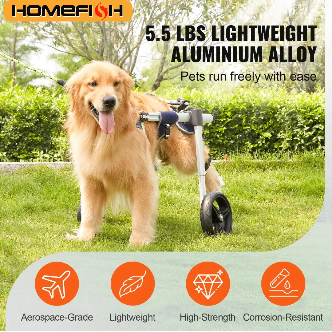 SucceBuy 2 Wheels Dog Wheelchair for Back Legs Pet Wheelchair Dog Cart/Wheelchair for Disabled Paralysis Hind Limb Weak Pet