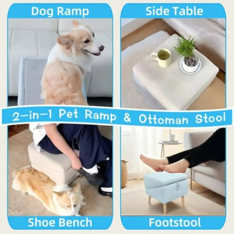Dog Stairs Ramp Steps for Bed 15.74 Wide Allinone Split Ottoman Dog ramp for Couch Solid Wood Gentle 23 Incline Foldable Pet Ra